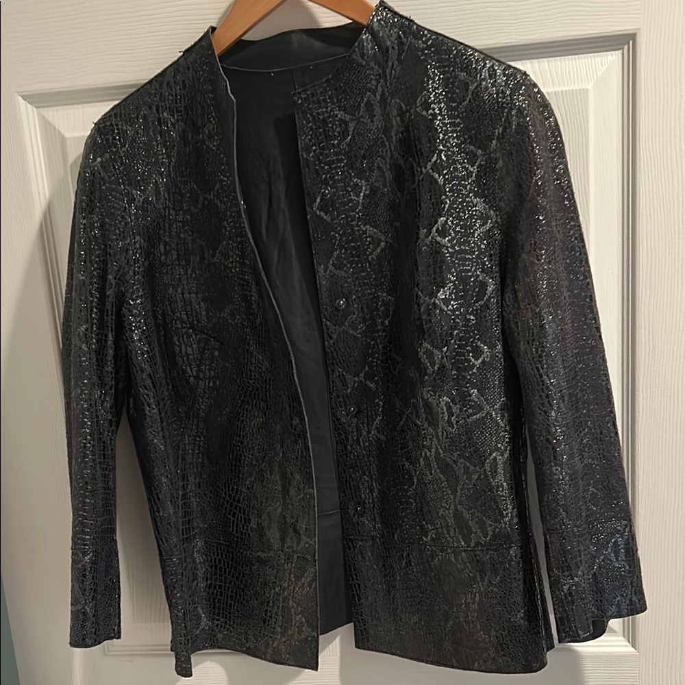 Chico's Black Faux Textured Women's Blazer